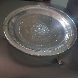 Candle holder display sculpture Green hued glass metal wrought iron‎ nice